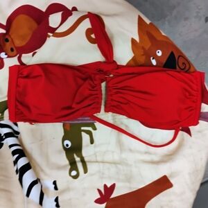 Classic Red Ruched Bikini Top